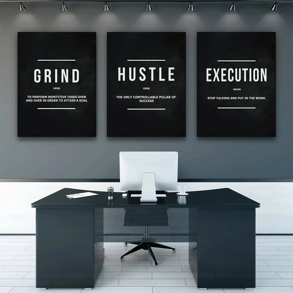 Grind Hustle Execution Wall Art Canvas Prints